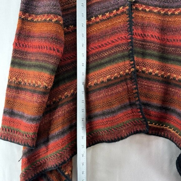 Sweater Womens Size M Southwestern Striped Cardigan One Button Asymmetric Brown - Picture 11 of 11